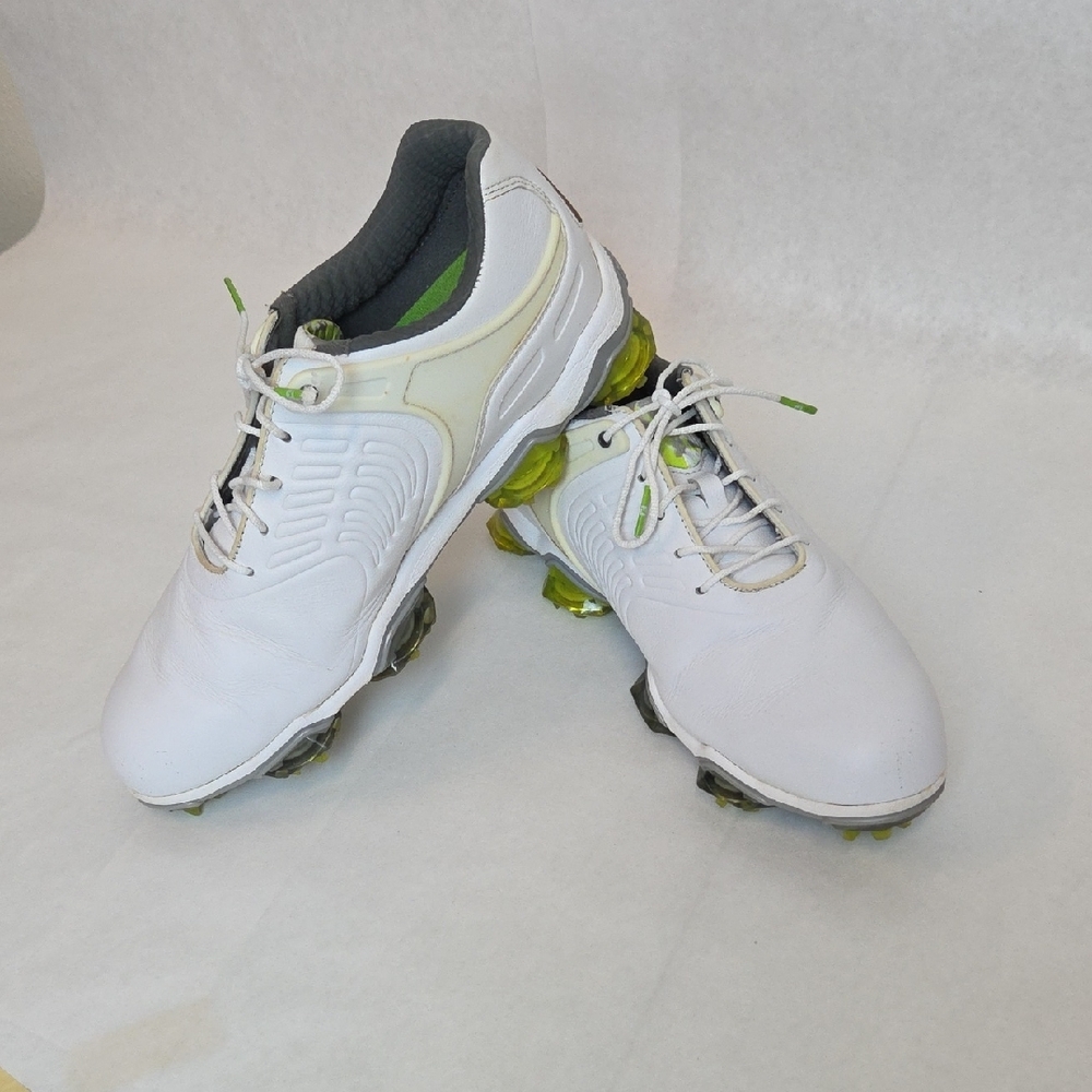 FootJoy Tour S Men's White Golf Shoes with Lime Accents and Black Trim Size 8XW